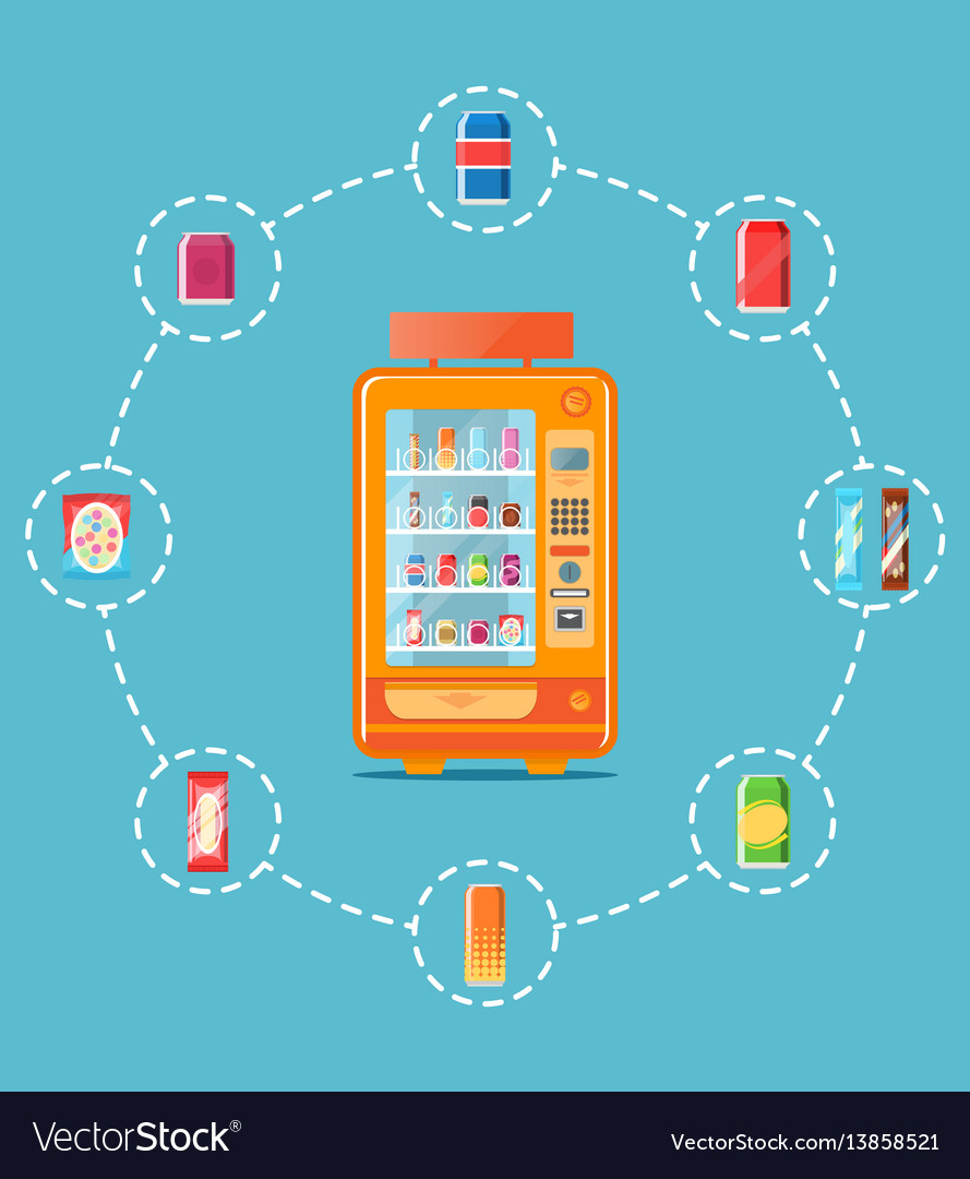 Automatic vending machine in flat design Vector Image