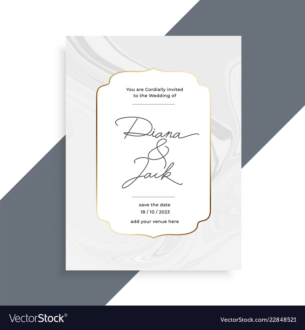 Beautiful marble texture wedding invitation card Vector Image