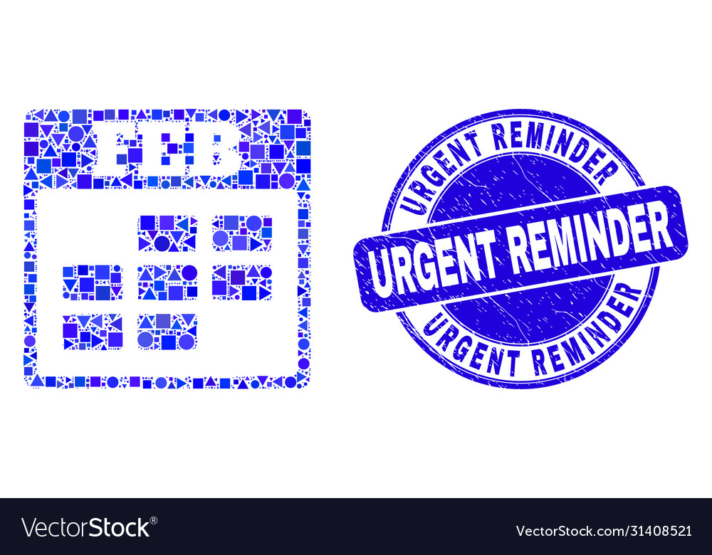 Blue scratched urgent reminder stamp seal