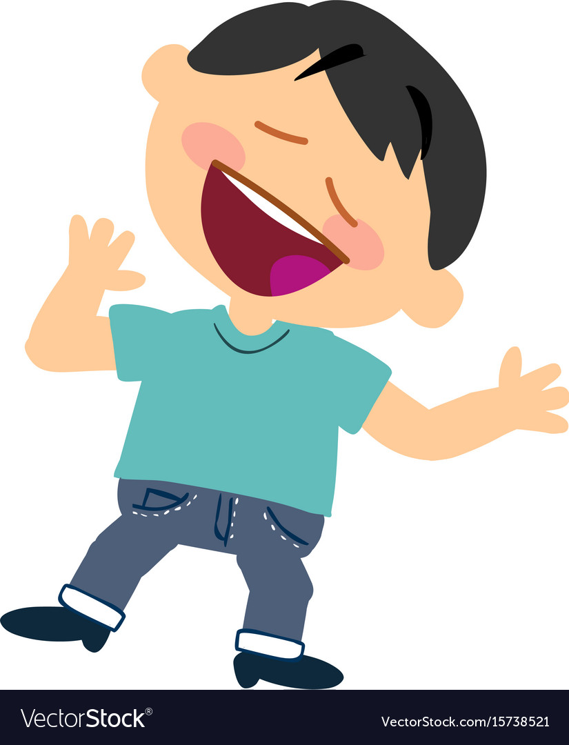 Cartoon character of a cheerful asian boy