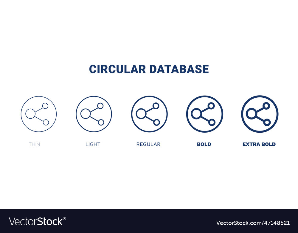 Circular database icon thin light regular bold vector image Circular database icon thin light regular bold