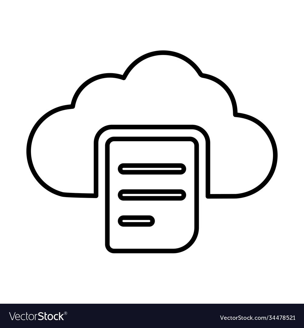 Cloud computing document text outline icon line