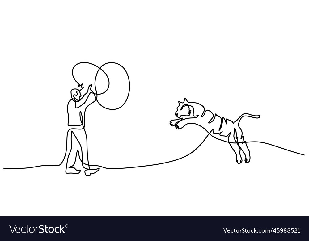 Continuous one single line of man playing Vector Image Continuous one single line of man playing
