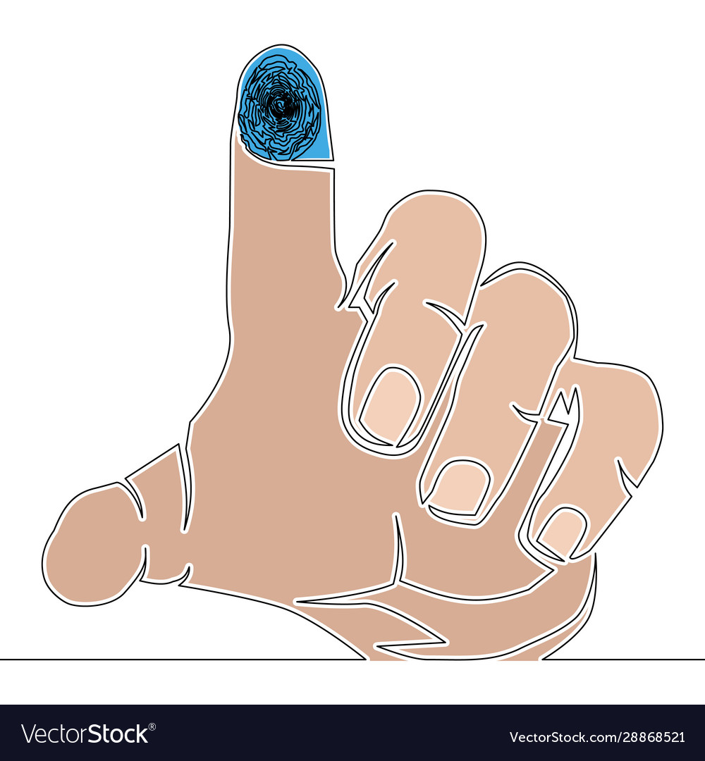 Flat continuous line hand touch gesture concept vector image Flat continuous line hand touch gesture concept