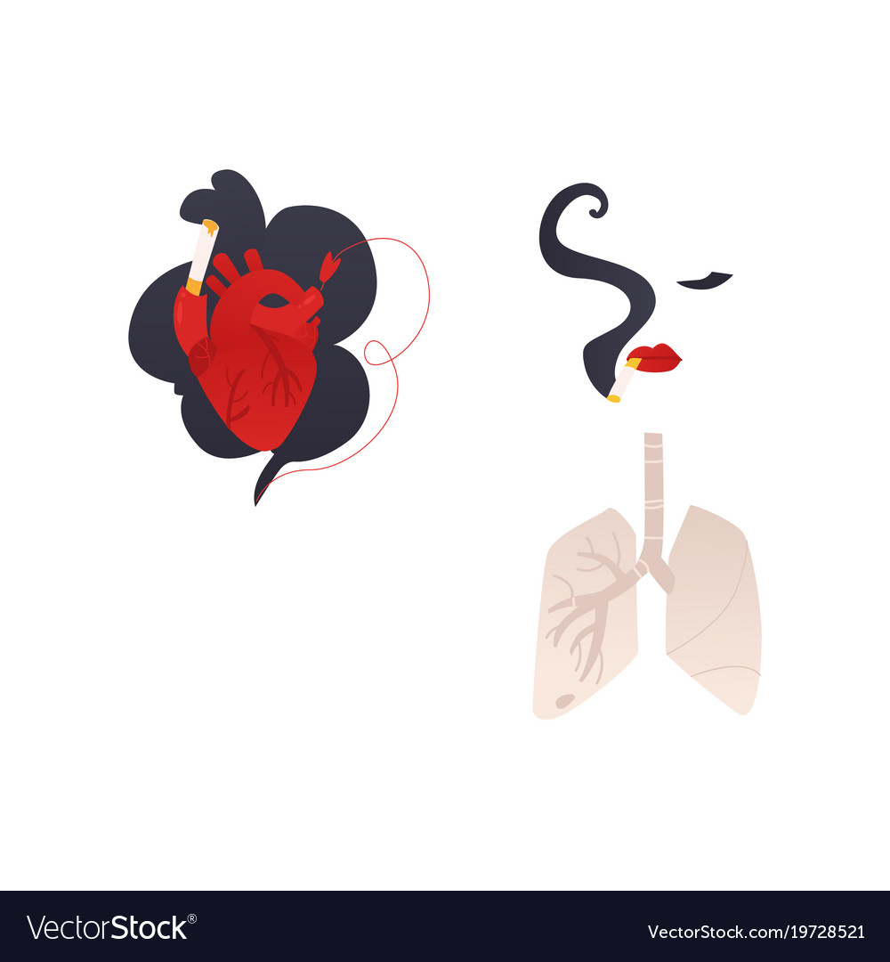 Flat danger of smoking symbols icon set