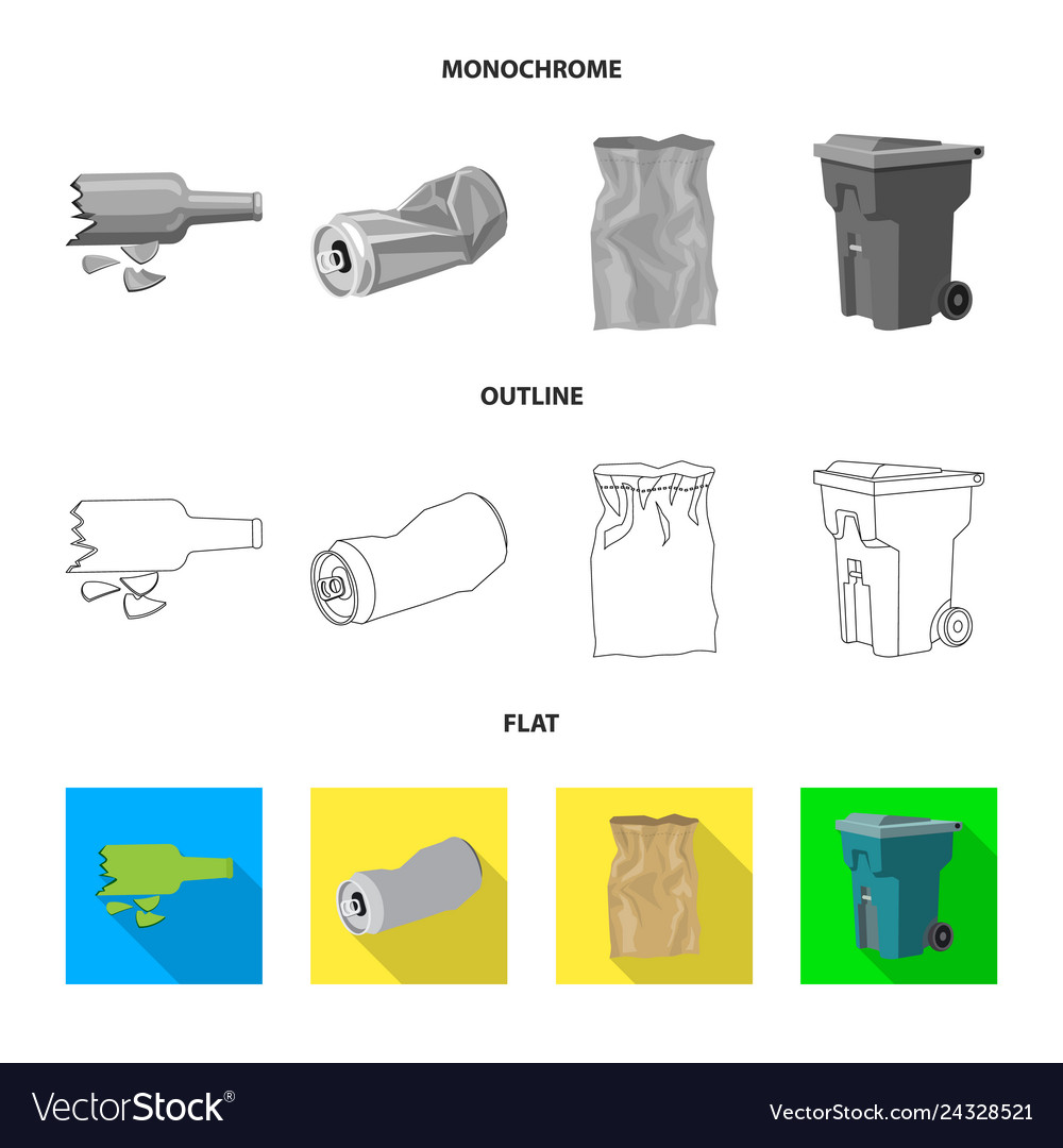 Isolated object of dump and sort icon collection vector image Isolated object of dump and sort icon collection