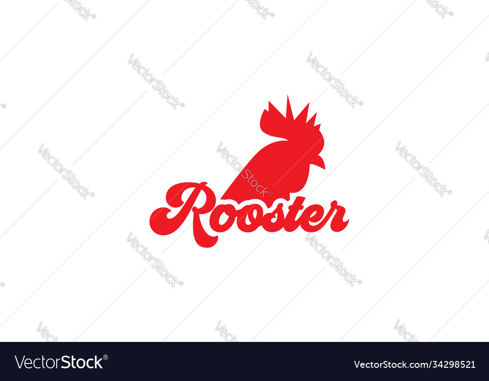 Lettering rooster with head logotype logo