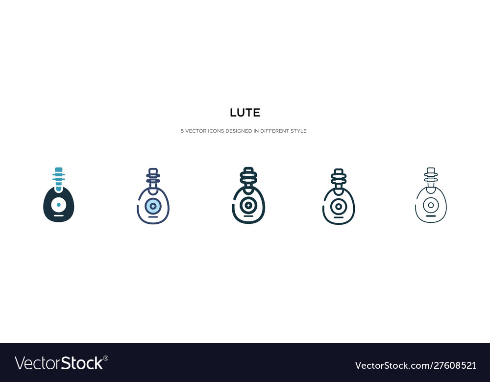 Lute icon in different style two colored Vector Image Lute icon in different style two colored