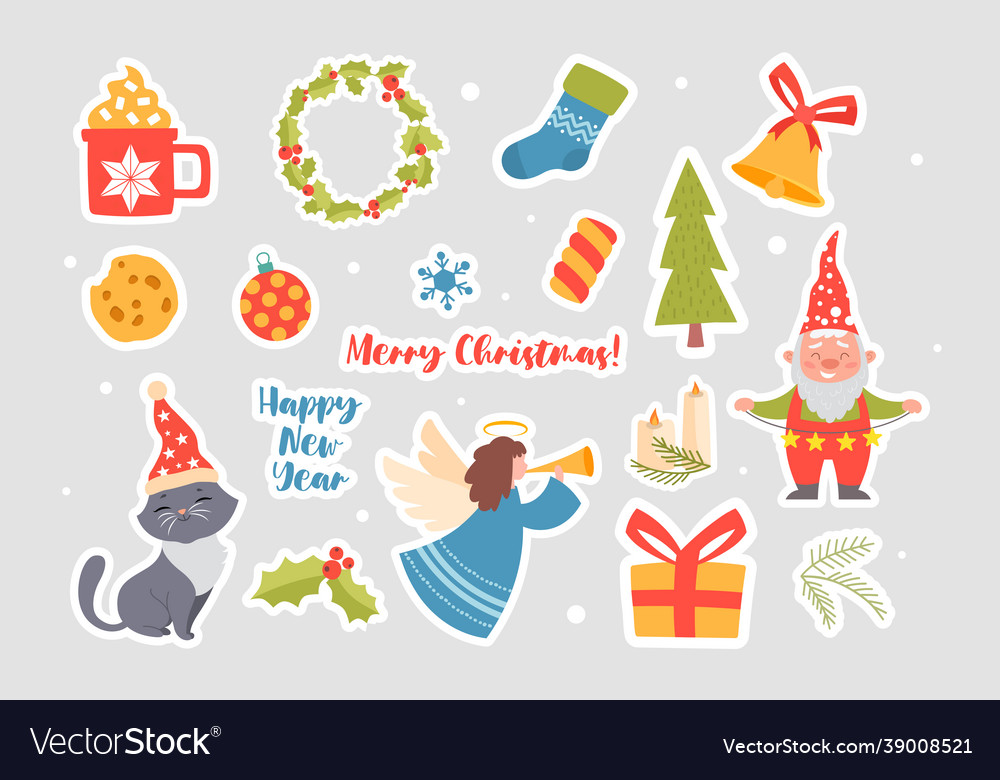 New year stickers vector image New year stickers