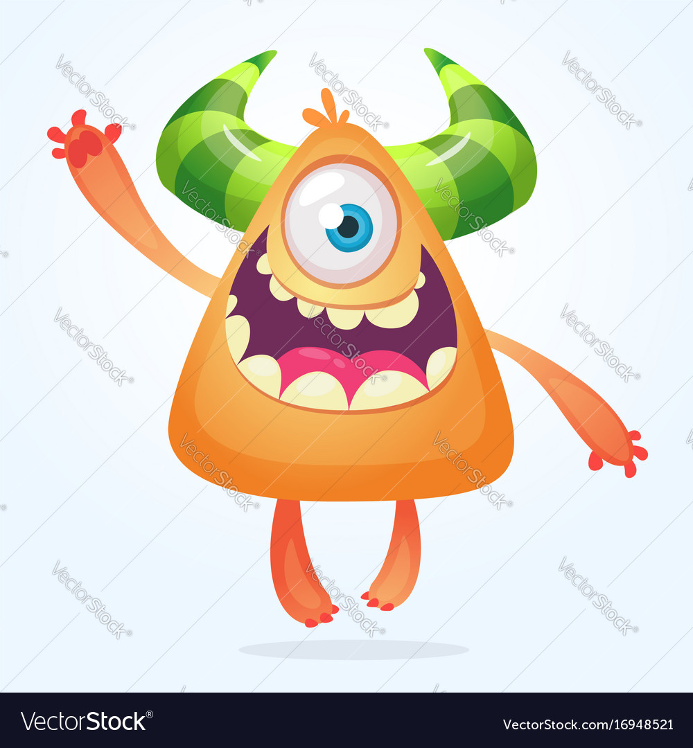 Orange Cartoon Monster Smiling Royalty Free Vector Image