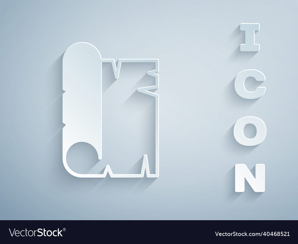 Paper cut ancient papyrus scroll icon isolated