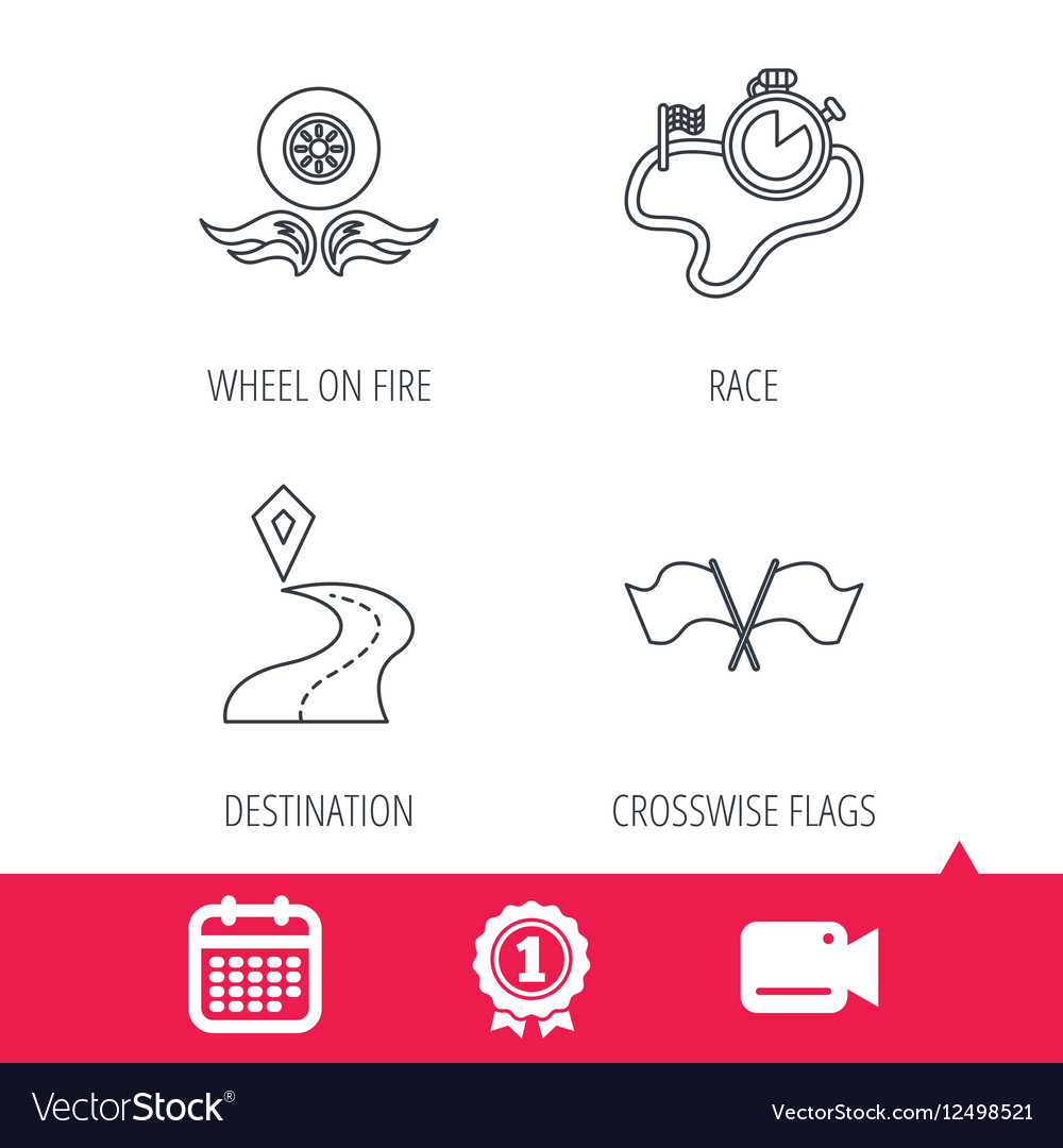 Race flags timer and destination pointer icons