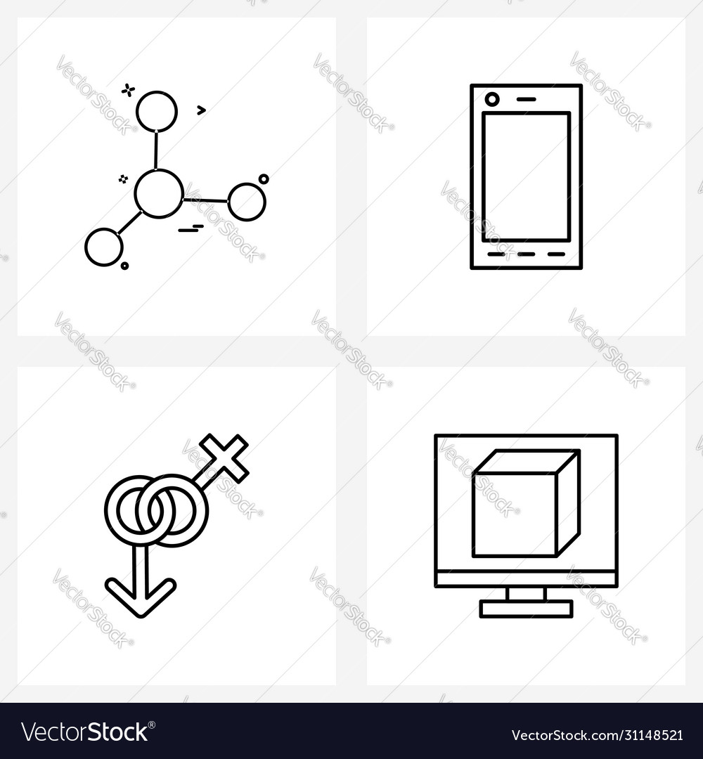 Set 4 simple line icons for web and print
