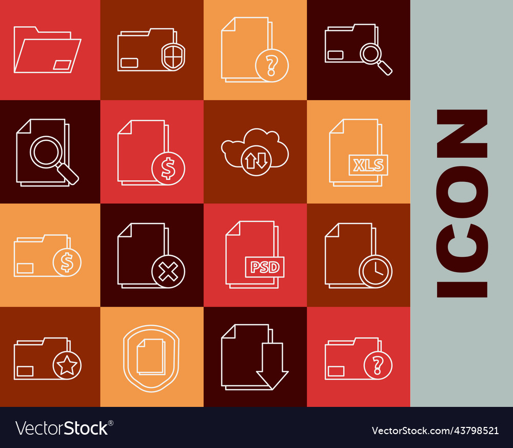 Set line unknown document folder vector image Set line unknown document folder