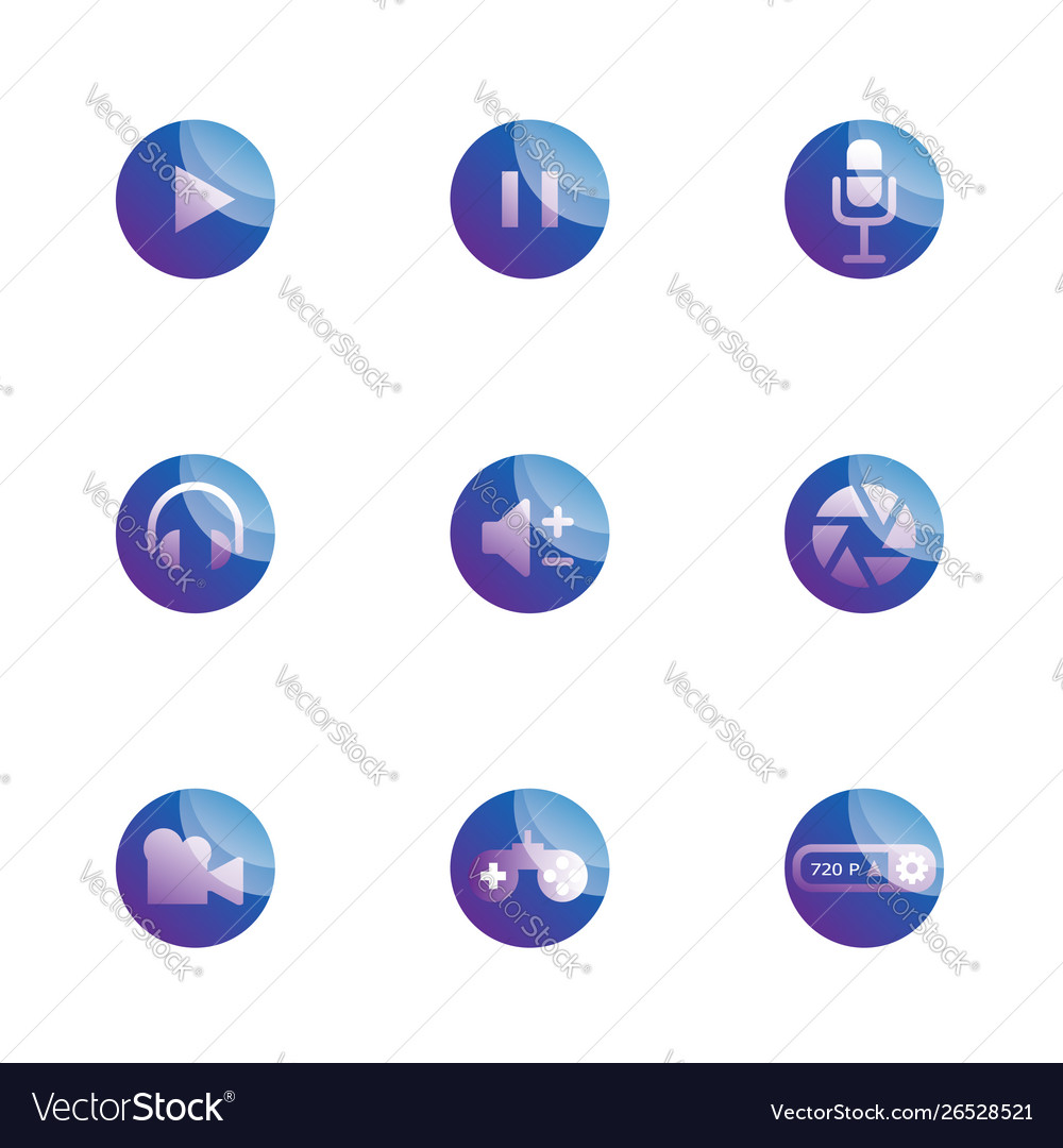 Set multimedia function icons vector image Set multimedia function icons
