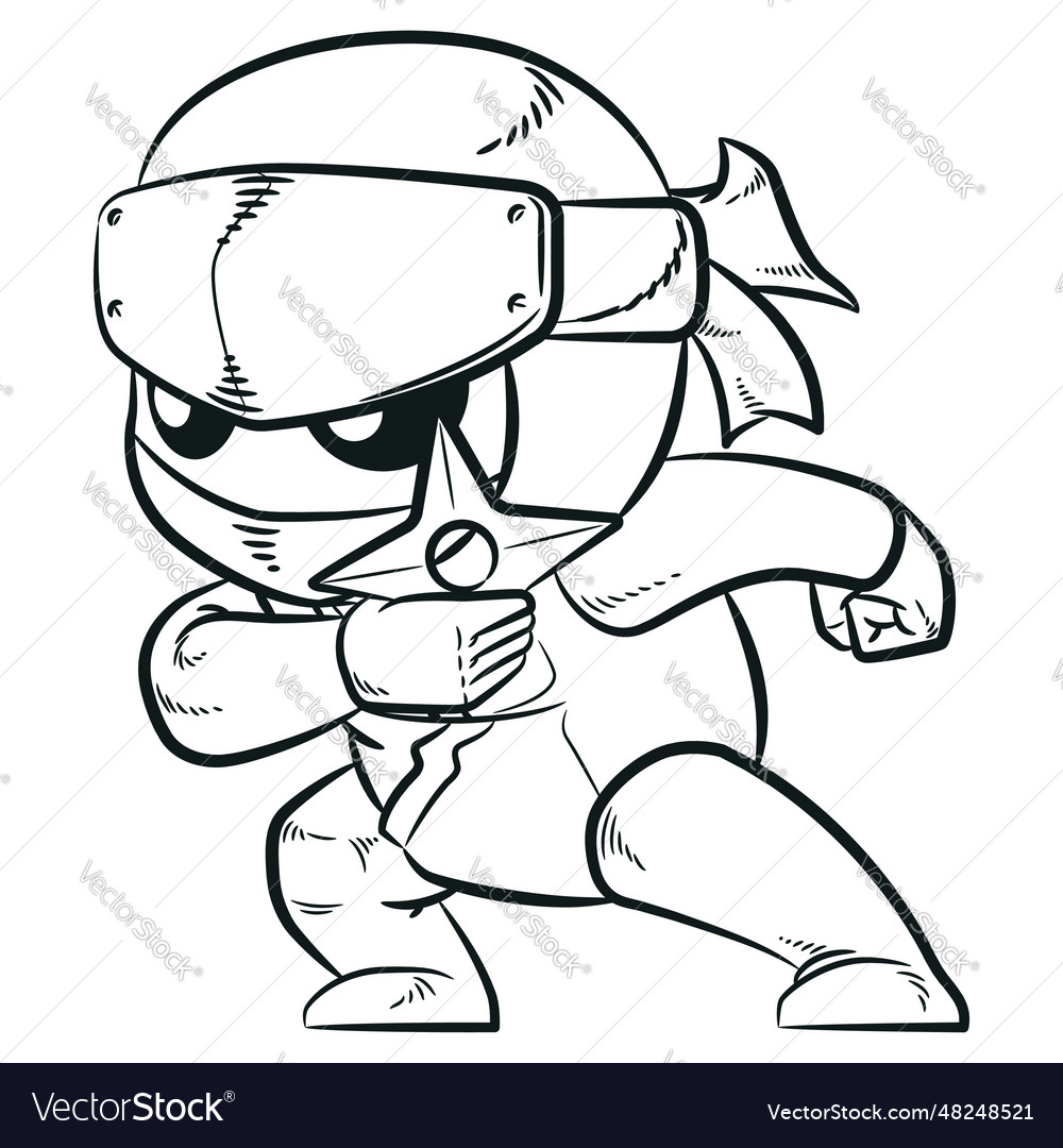 Sketch japan mask warrior throwing shuriken Vector Image