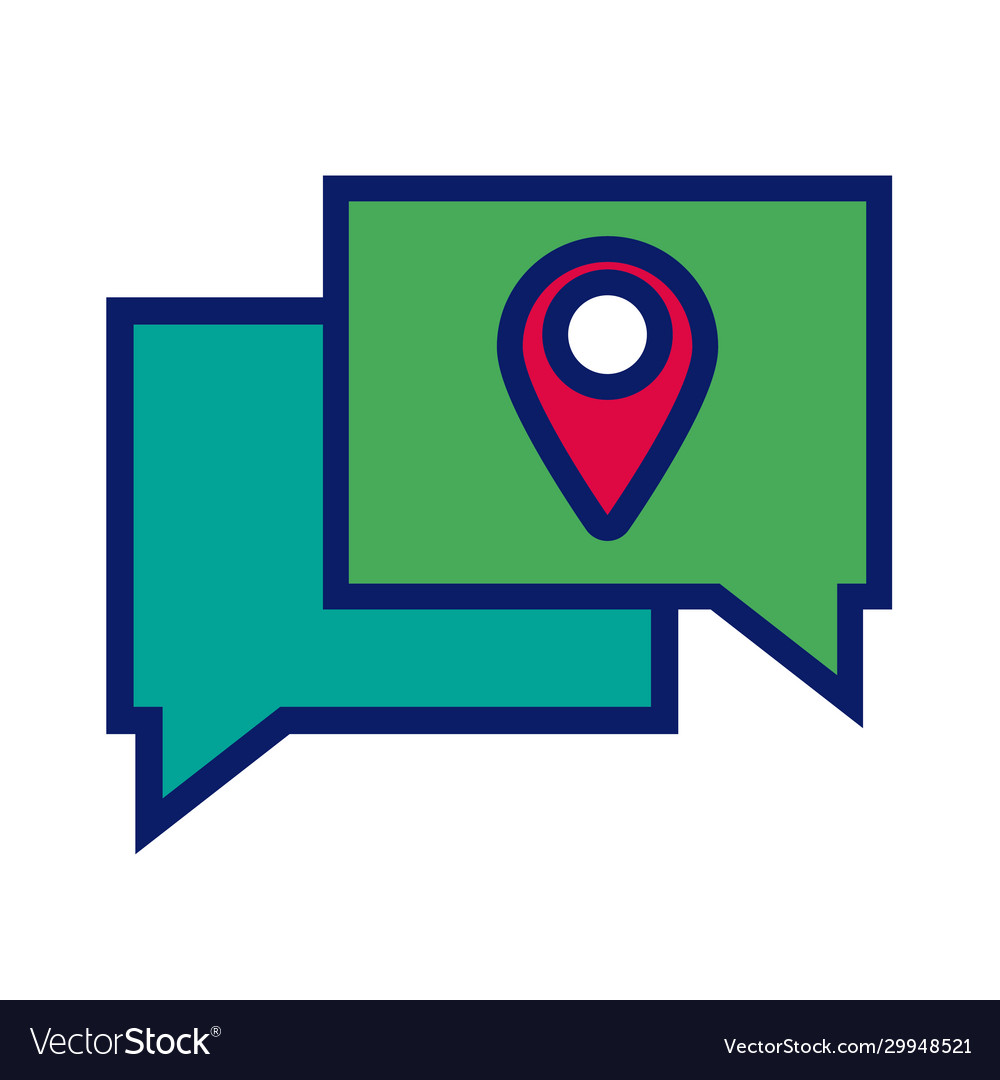 Speech bubbles with pin pointer location line