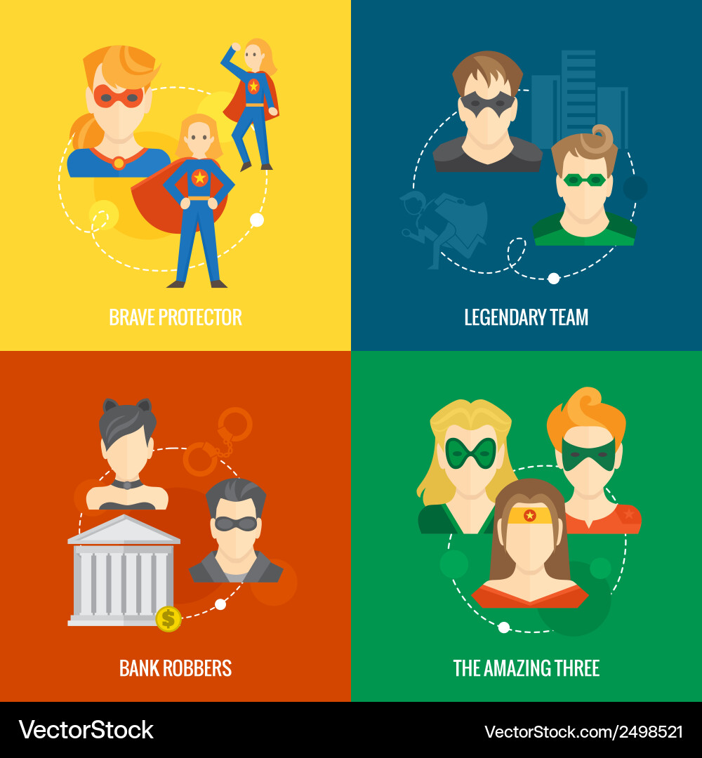 Superhero icon flat composition Royalty Free Vector Image