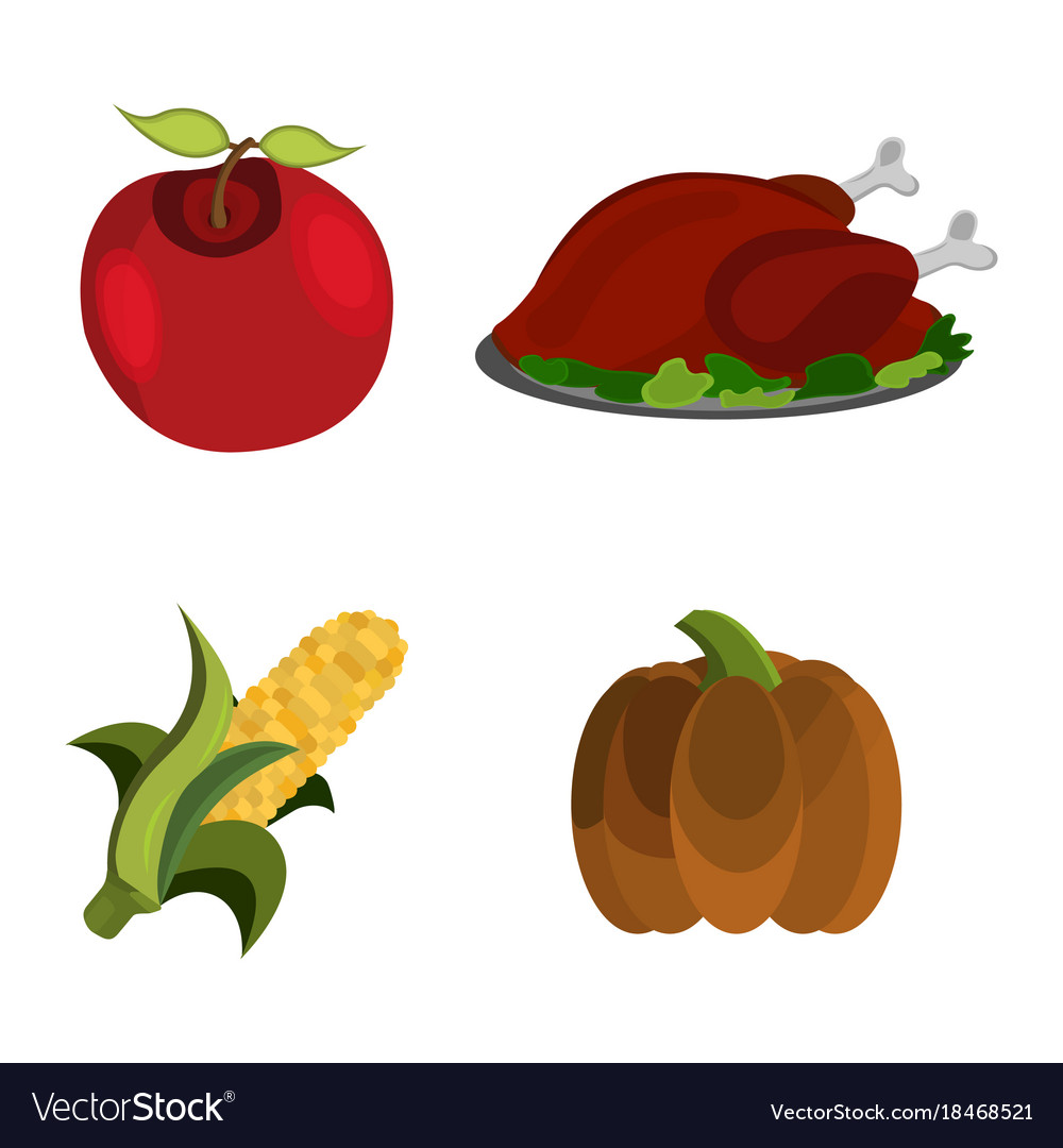 Thanksgiving day apple turkey corn pumpkin