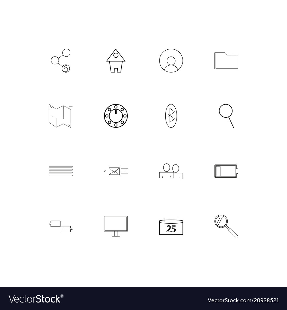 User interface linear thin icons set outlined
