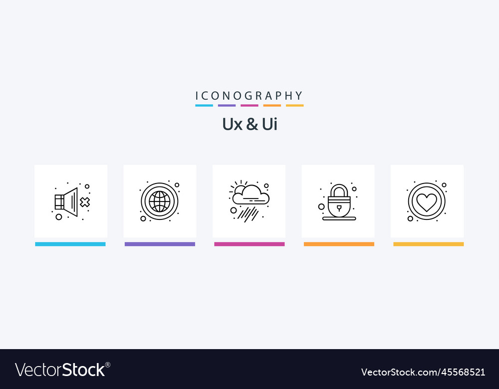 Ux and ui line 5 icon pack including global