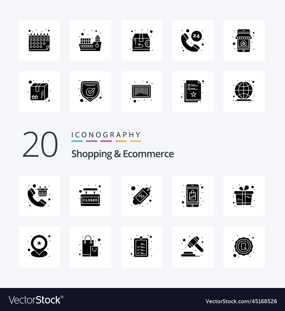 20 shopping and ecommerce solid glyph icon pack