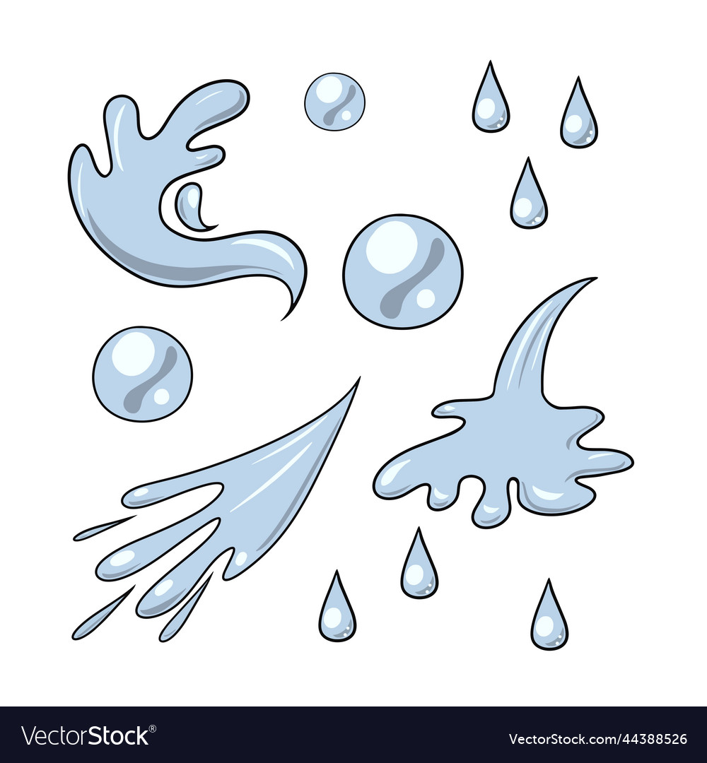 A Set Of Colored Icons Various Splashes Waves Vector Image