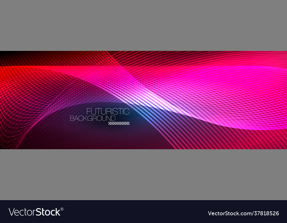 Abstract neon glowing light in dark with waves Vector Image