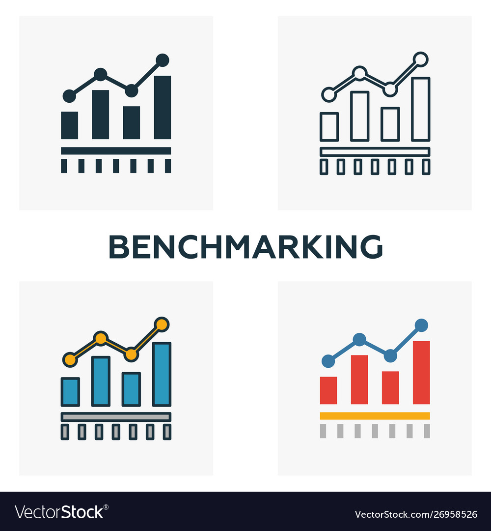 Benchmarking icon set four elements in different