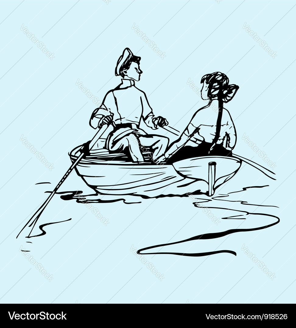 Boy and girl in boat Royalty Free Vector Image