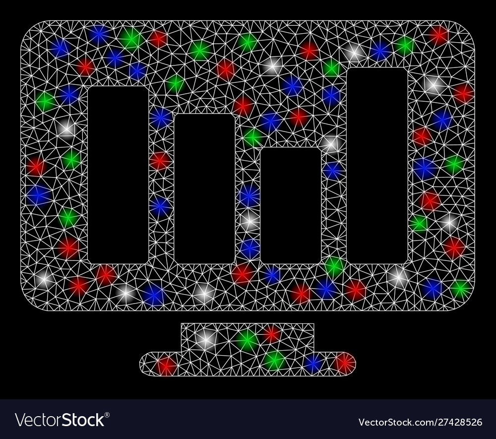 Bright mesh network bar chart monitoring vector image Bright mesh network bar chart monitoring
