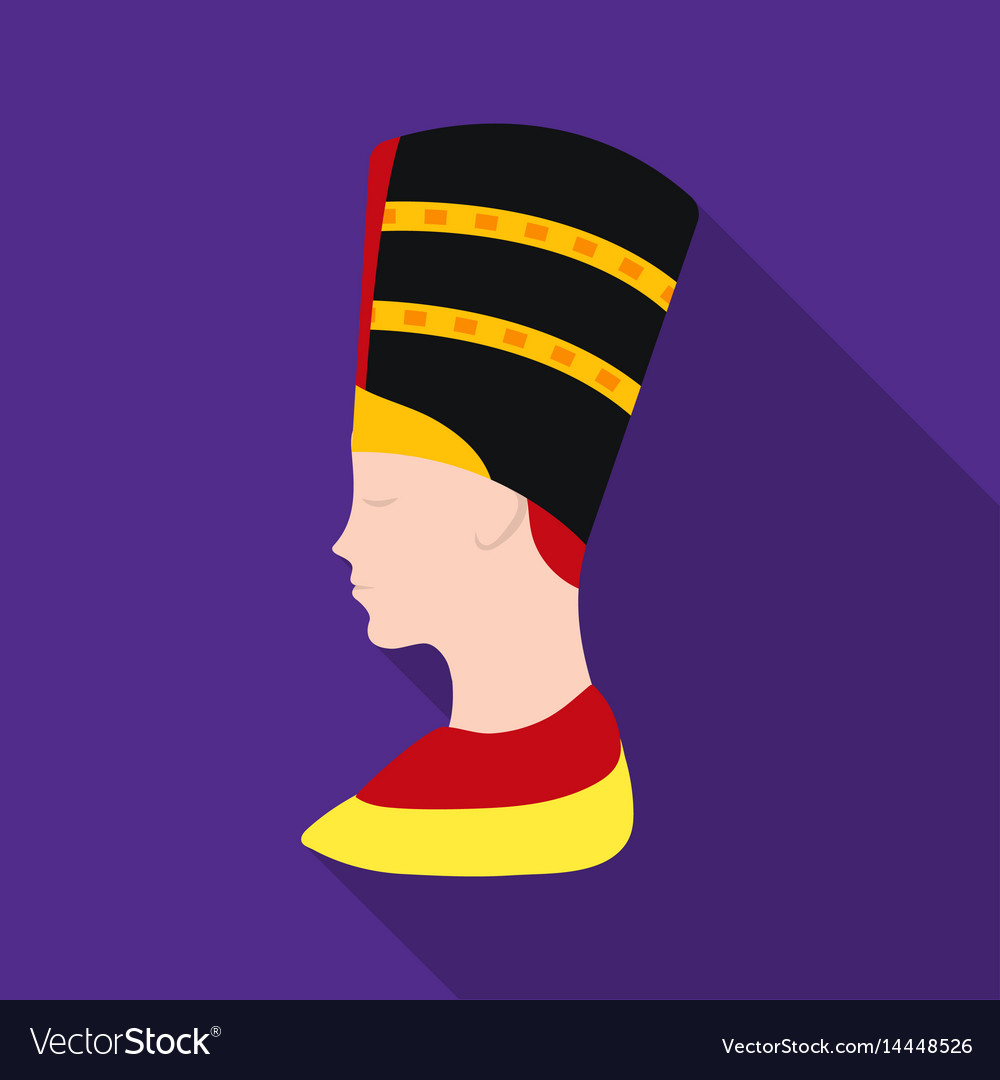 Bust of nefertiti icon in flat style isolated