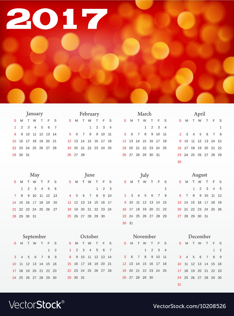 Calendar with abstract red background