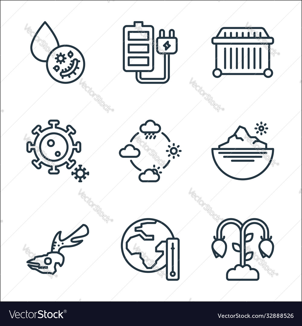 Climate change line icons linear set quality Vector Image