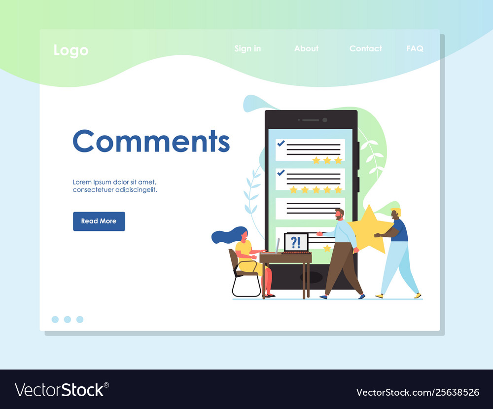 Comments website landing page design