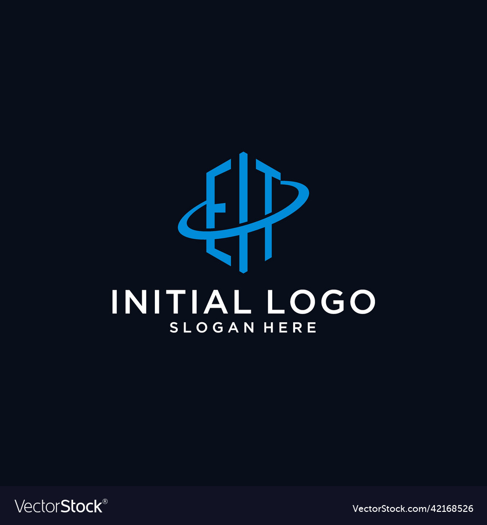 Et initial monogram logo with hexagonal shape Vector Image Et initial monogram logo with hexagonal shape