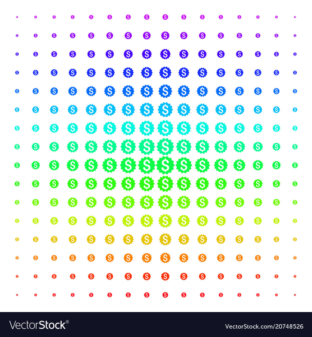 Financial reward seal icon halftone spectral grid vector image Financial reward seal icon halftone spectral grid