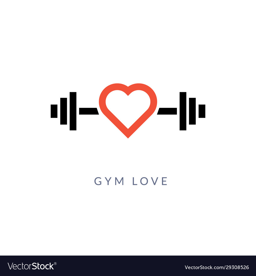 Gym heart logo icon sport gym love workout Vector Image