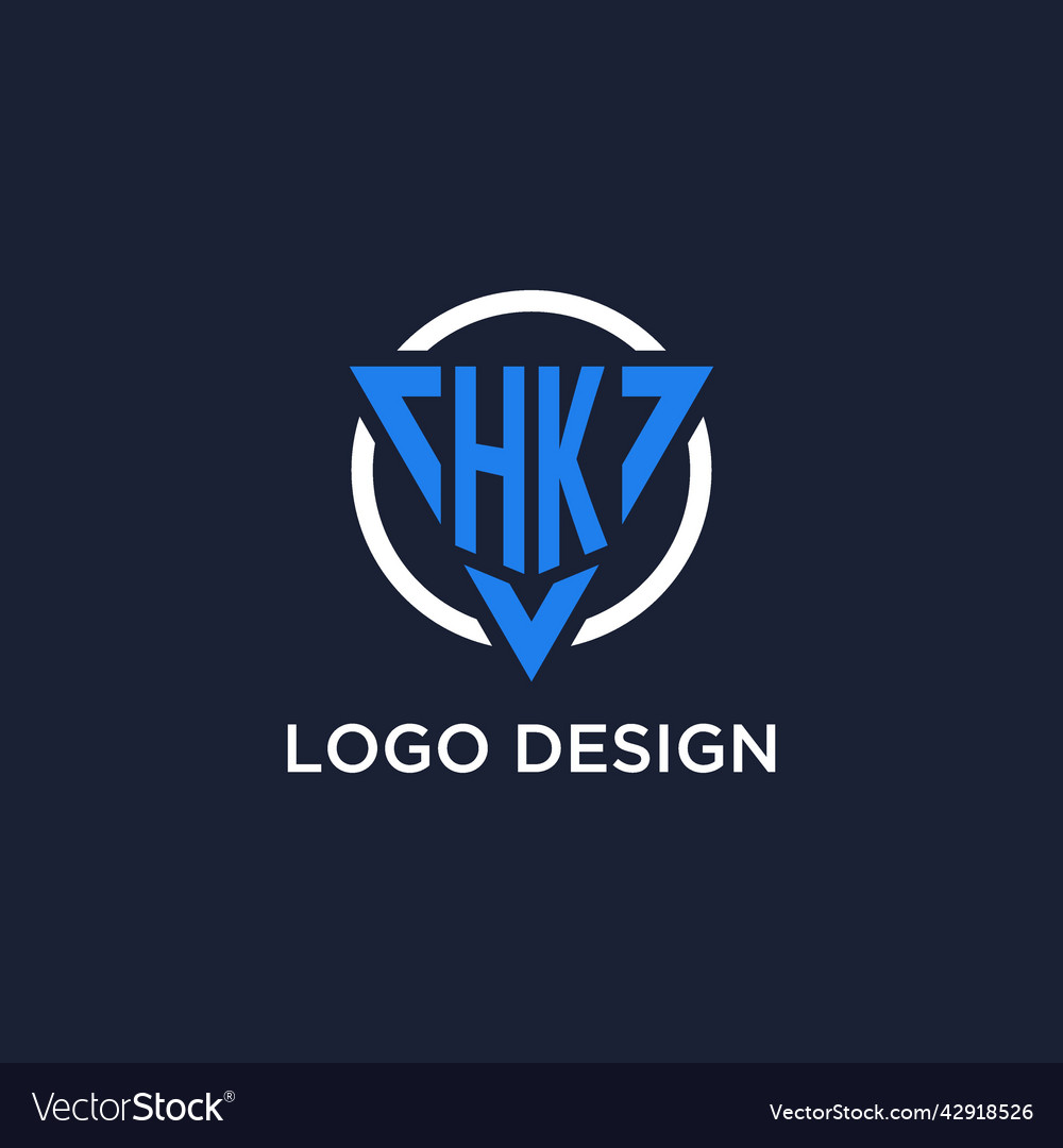 Hk monogram logo with triangle shape and circle