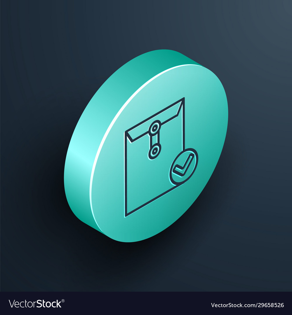 Isometric line envelope and check mark icon vector image Isometric line envelope and check mark icon