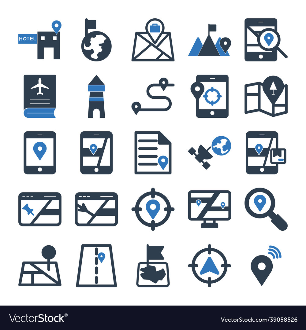 Map and navigation isolated icons set