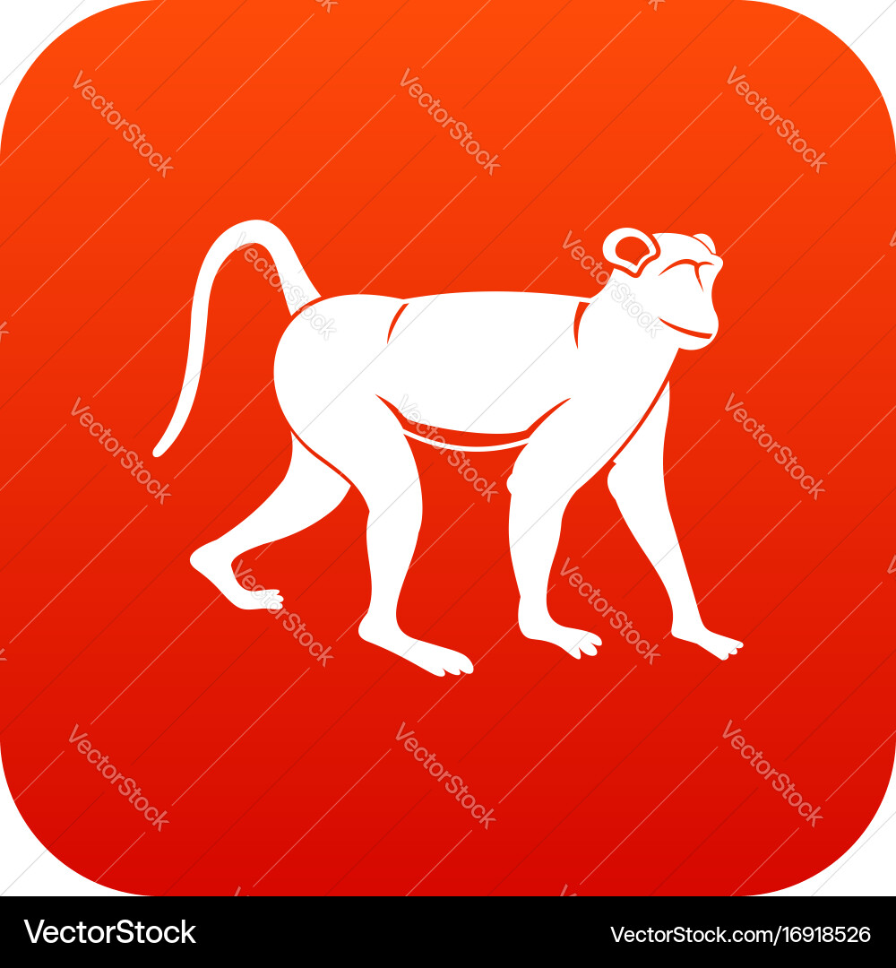 Monkey icon digital red Royalty Free Vector Image