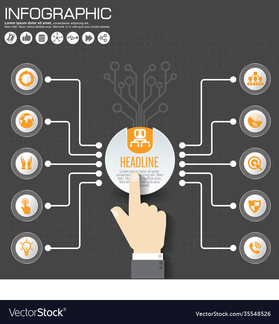 Part report with logo and icons set vector image Part report with logo and icons set