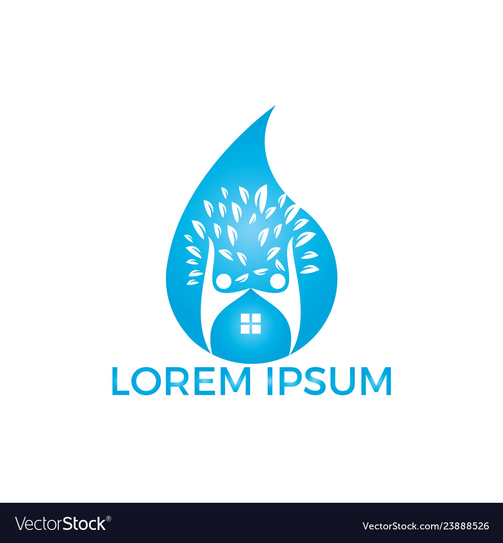 People home and water drop logo design