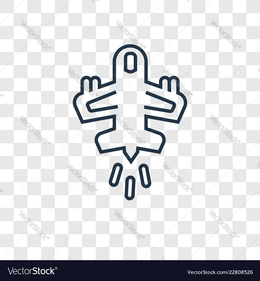 Plane concept linear icon isolated on transparent vector image Plane concept linear icon isolated on transparent