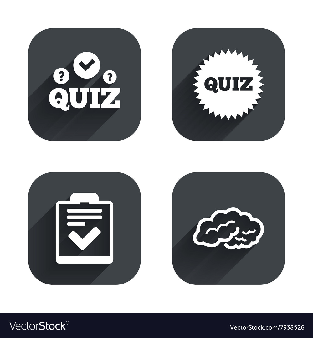 Quiz icons checklist and human brain symbols Vector Image