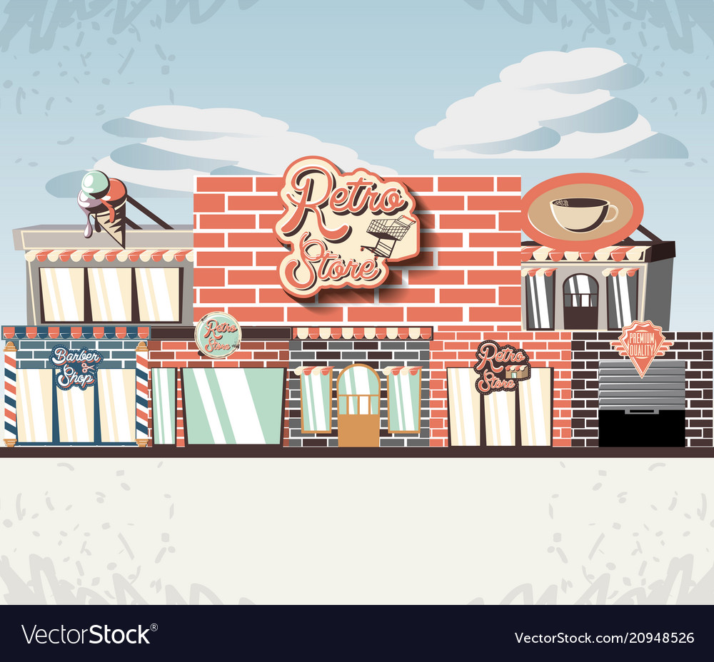 Retro store building front