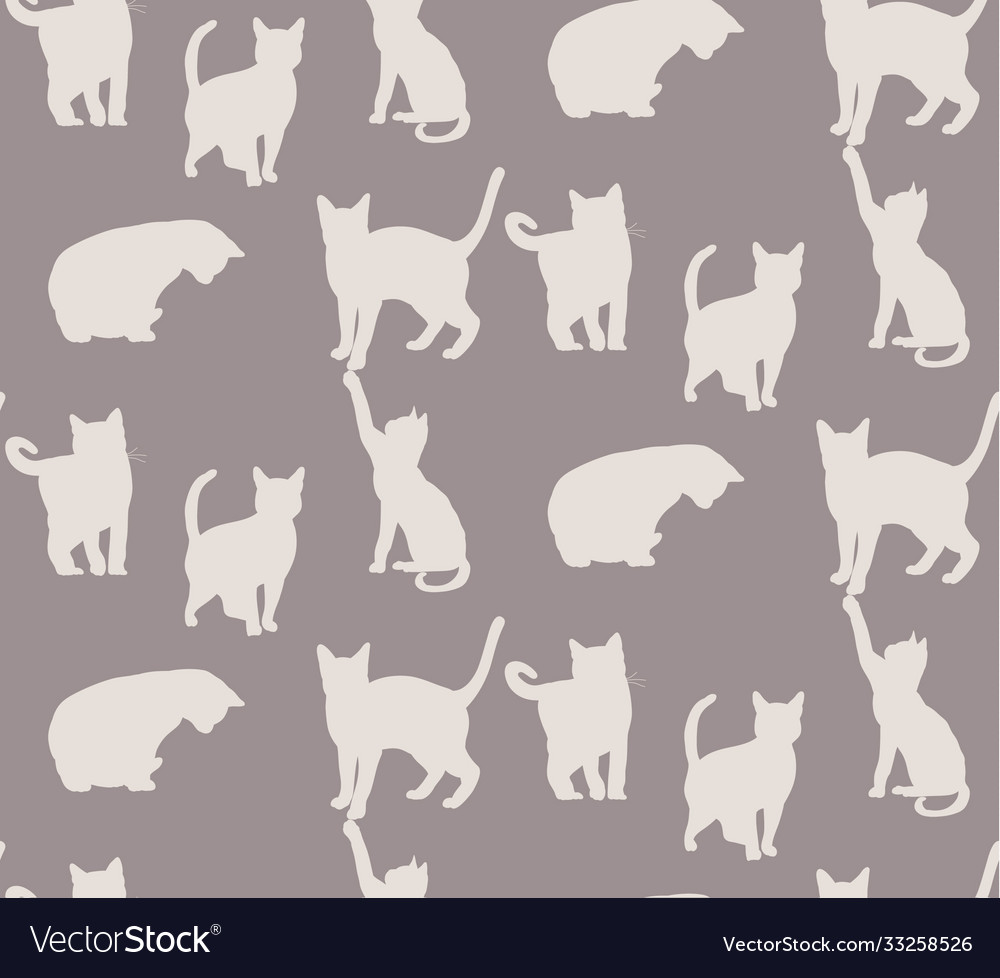 Seamless background with silhouette cats Vector Image