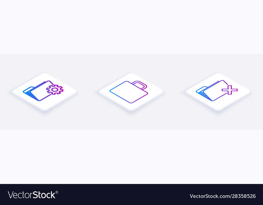 Set isometric line folder settings with gears vector image Set isometric line folder settings with gears