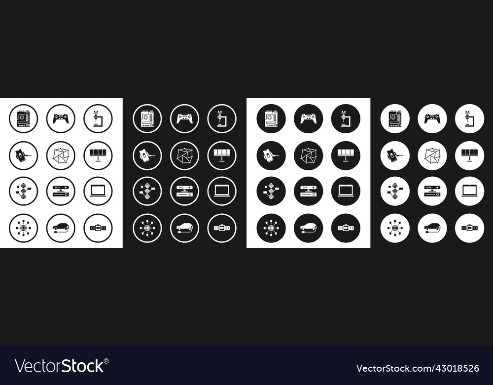 Set microscope neural network wireless charger vector image Set microscope neural network wireless charger